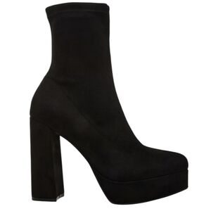 MADDEN GIRL Black Platform Sock Boot Mid Orchid Round Toe‎ Block Heel Mod Goth 9